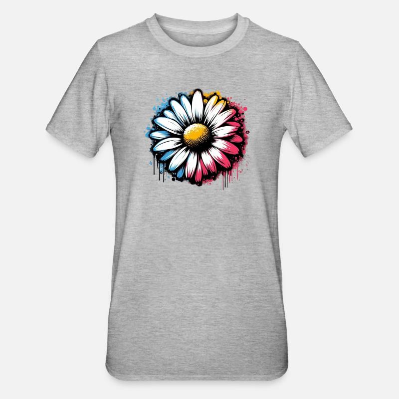 Gänseblümchen - Unisex Polycotton T-Shirt - Grau meliert