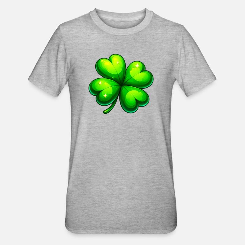 Vierblättriges Kleeblatt - Unisex Polycotton T-Shirt - Grau meliert