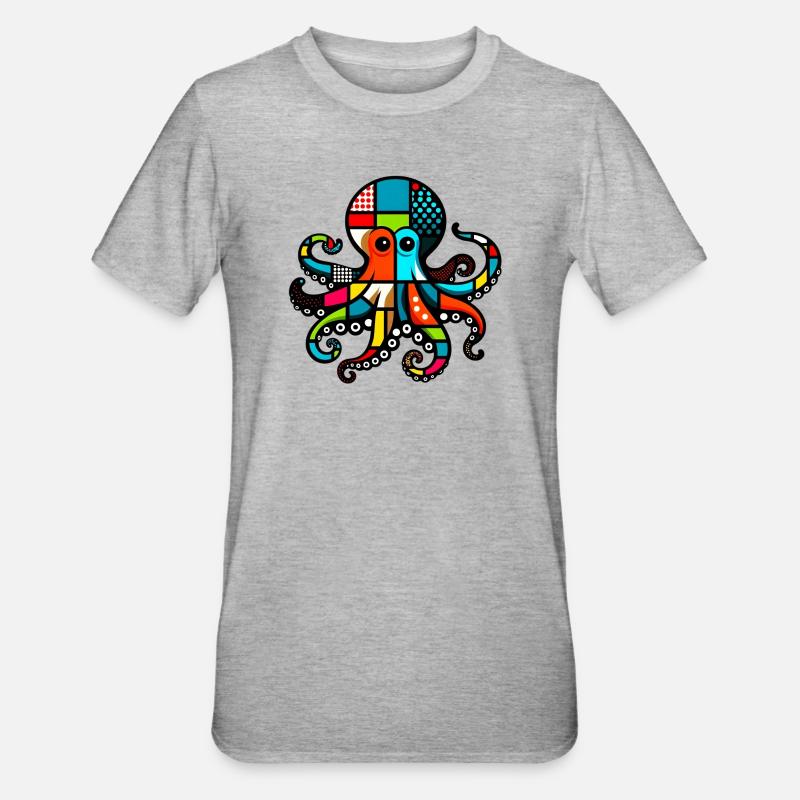 Pieuvre - T-shirt polycoton Unisexe - gris chiné
