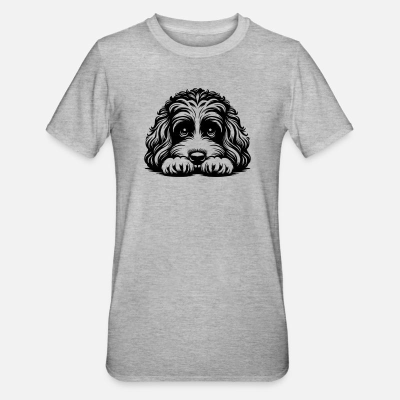 Cavapoo Head with Paws - Unisex Polycotton T-Shirt - heather grey