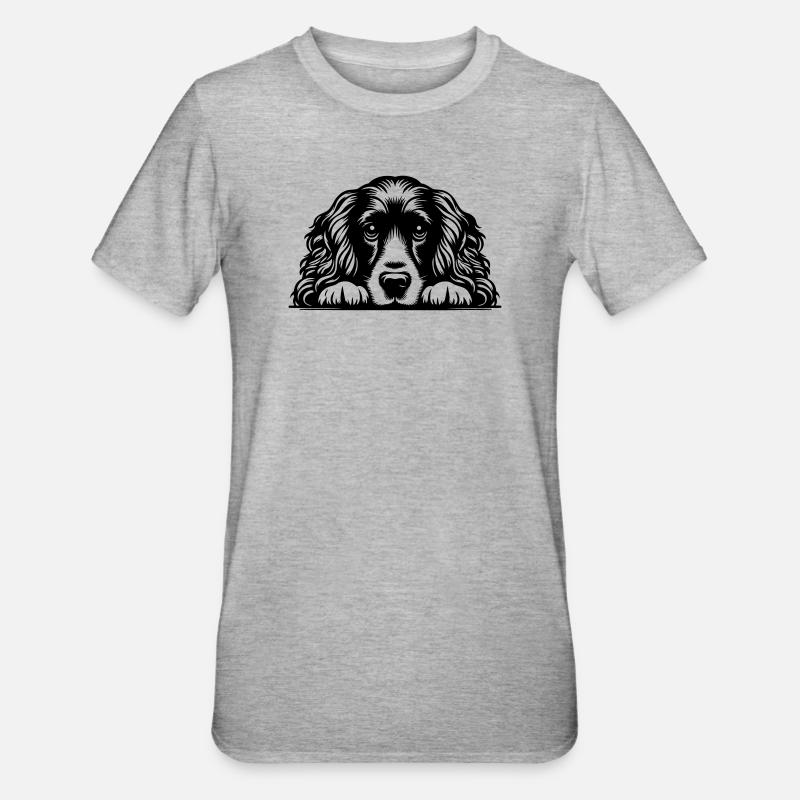 Cocker Spaniel Head with Paws - Unisex Polycotton T-Shirt - heather grey