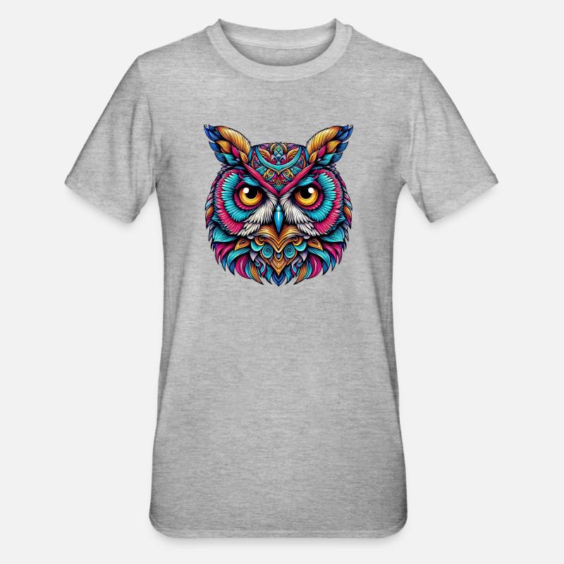 Eule - Unisex Polycotton T-Shirt - Grau meliert