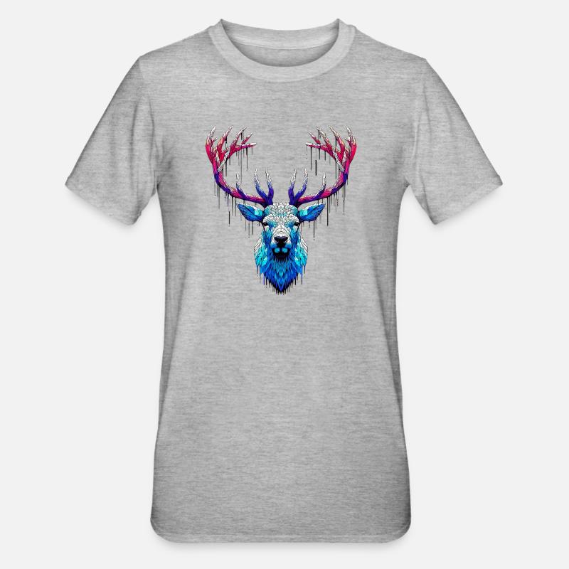 Ice Stag - Unisex Polycotton T-Shirt - heather grey