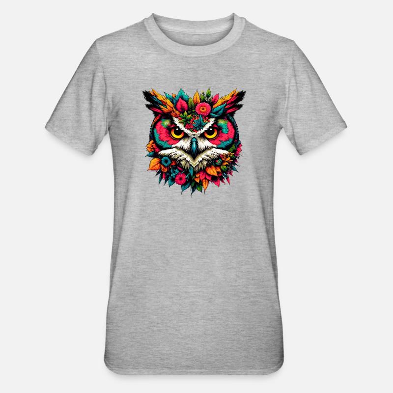 Eule - Unisex Polycotton T-Shirt - Grau meliert