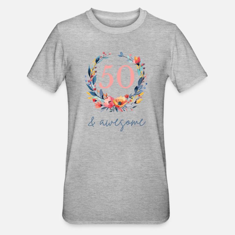 50 & awesome! customizable - Unisex Polycotton T-Shirt - heather grey