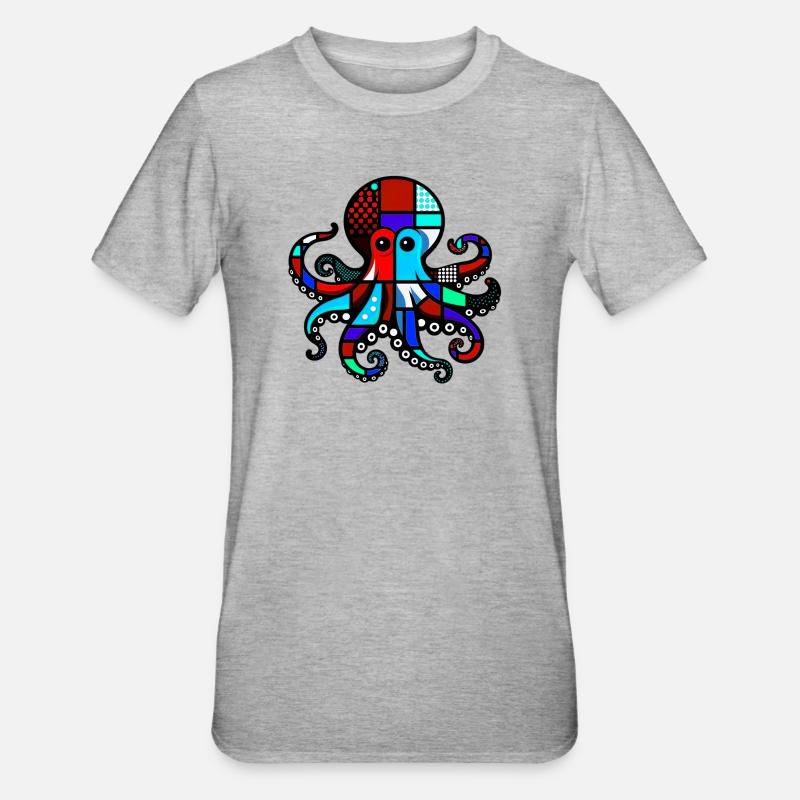 Pieuvre - T-shirt polycoton Unisexe - gris chiné