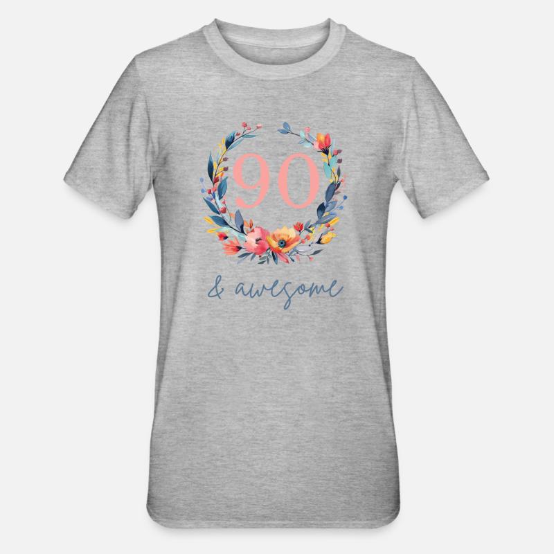 90 & awesome! personalisierbar - Unisex Polycotton T-Shirt - Grau meliert