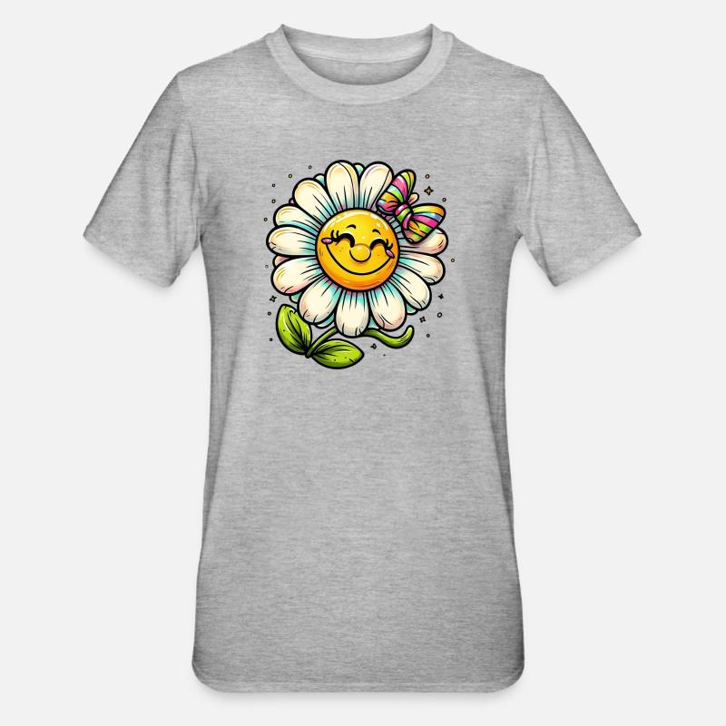 Gänseblümchen - Unisex Polycotton T-Shirt - Grau meliert