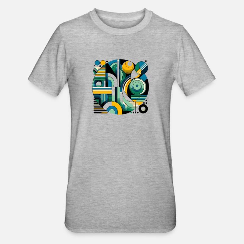 Neon Geometry — Retro Pulse - Unisex Polycotton T-Shirt - Grau meliert