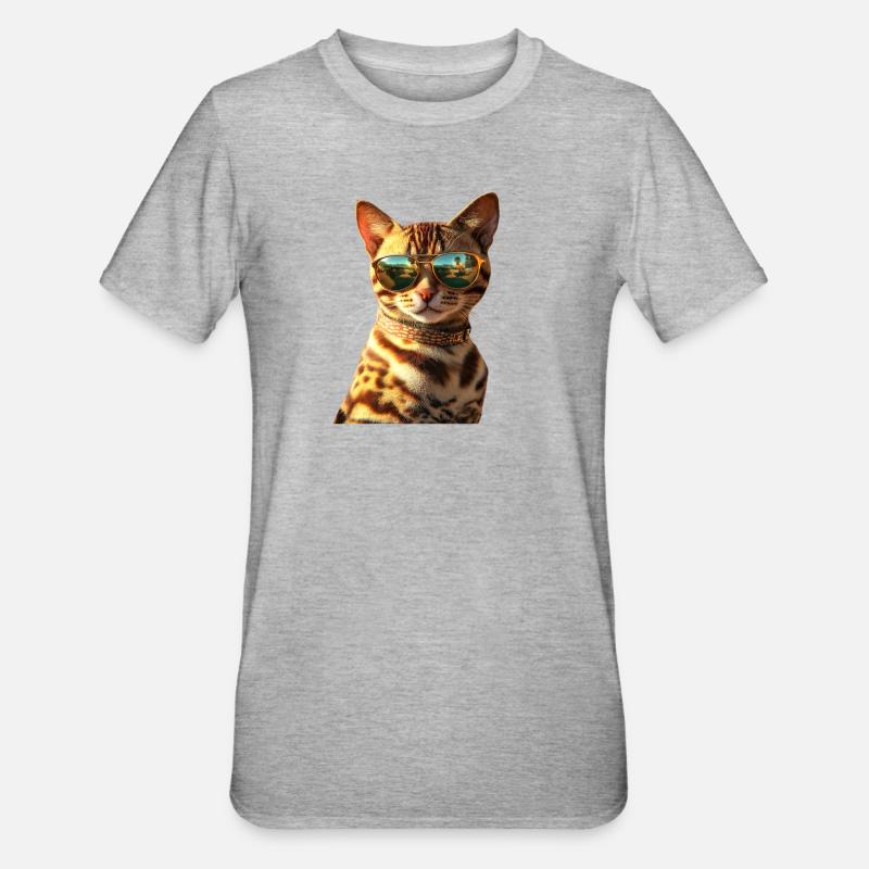 Bengalsk kat Leopard Kat Leopardette Bengalske Katte - Unisex polycotton T-shirt - grå meleret