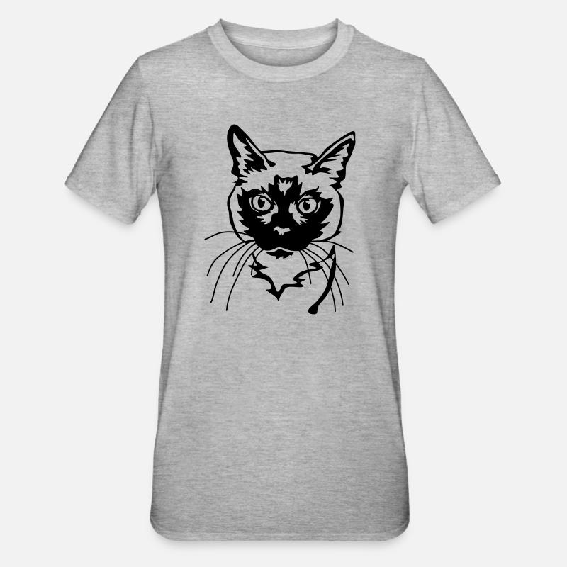 Siamkatze - Unisex Polycotton T-Shirt - Grau meliert