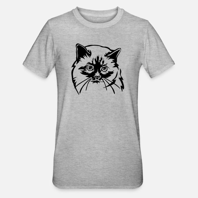 Chat birman - T-shirt polycoton Unisexe - gris chiné