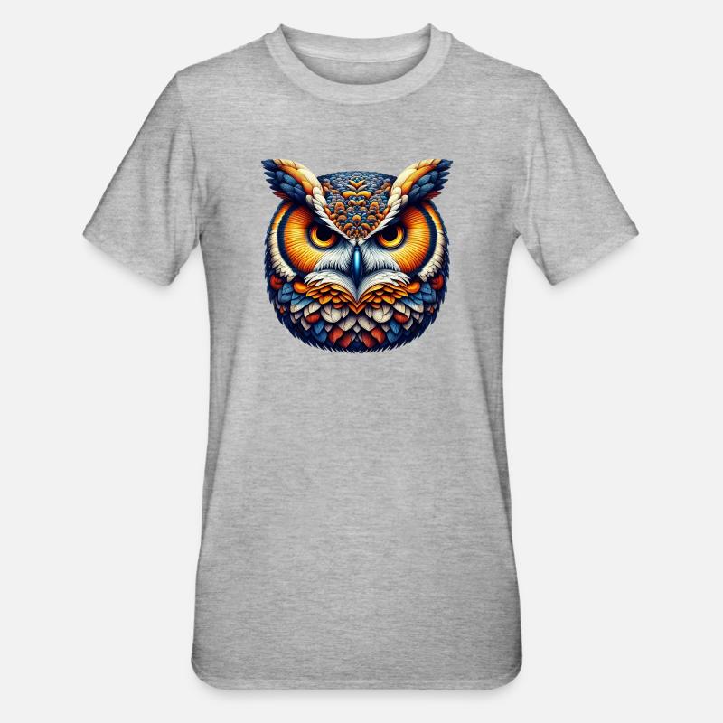 Eule - Unisex Polycotton T-Shirt - Grau meliert