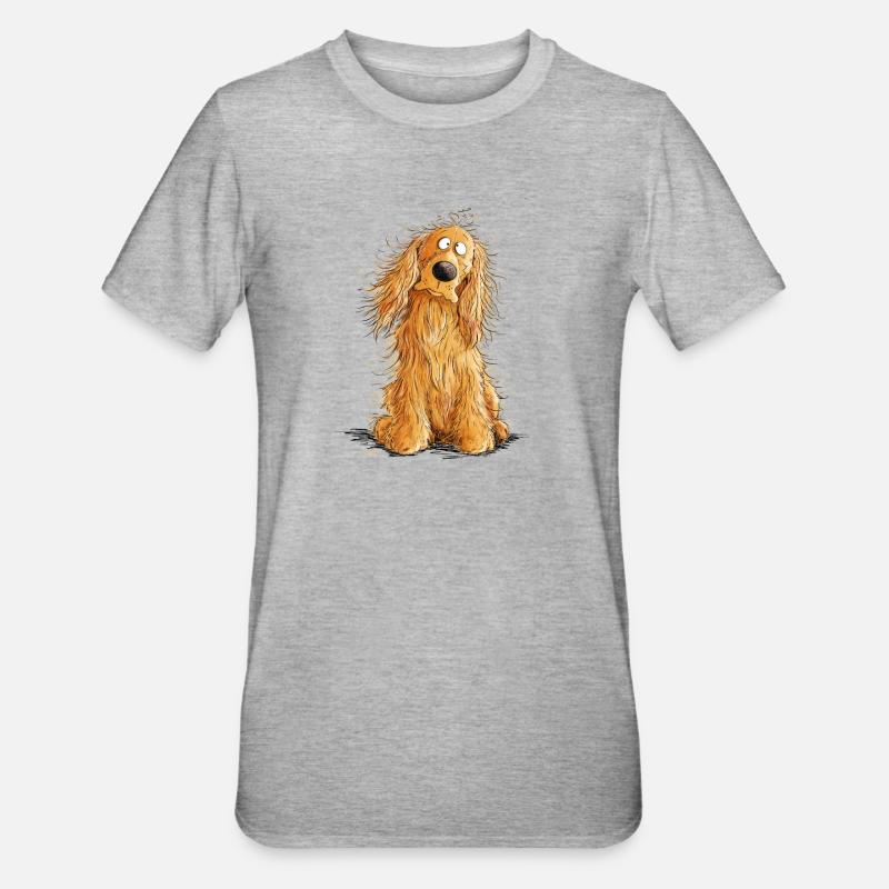 Cocker Spaniel heureux - T-shirt polycoton Unisexe - gris chiné