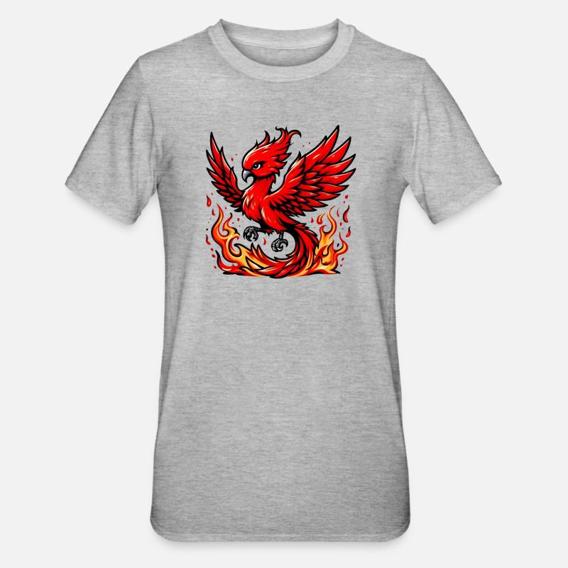 Roter Phönix - Unisex Polycotton T-Shirt - Grau meliert