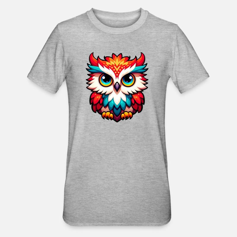 Eule - Unisex Polycotton T-Shirt - Grau meliert
