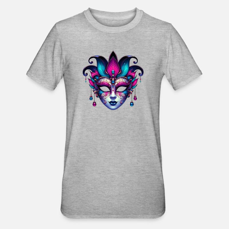 Masque du Carnaval de Venise - T-shirt polycoton Unisexe - gris chiné