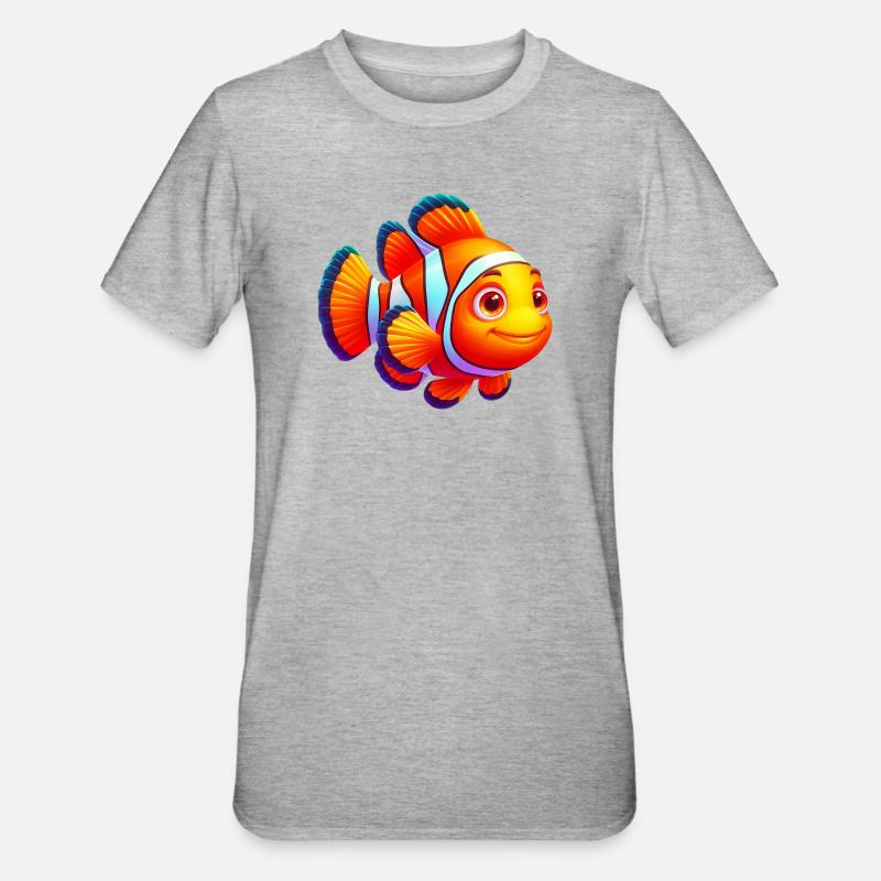 Clownfisch - Unisex Polycotton T-Shirt - Grau meliert