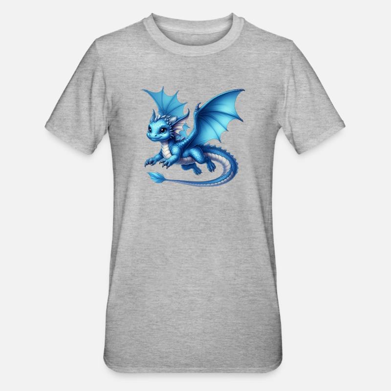 Drache - Unisex Polycotton T-Shirt - Grau meliert