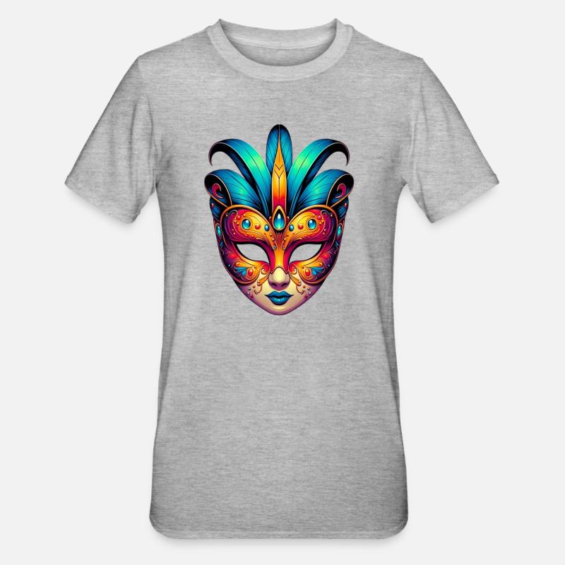 Masque du Carnaval de Venise - T-shirt polycoton Unisexe - gris chiné
