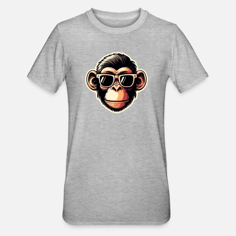 Affe Brille cool - Unisex Polycotton T-Shirt - Grau meliert