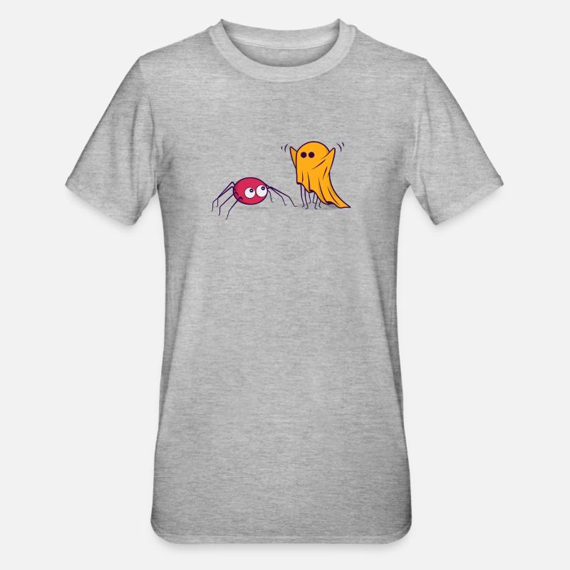Halloween Spinne Geist Comic Cartoon Comic - Unisex Polycotton T-Shirt - Grau meliert