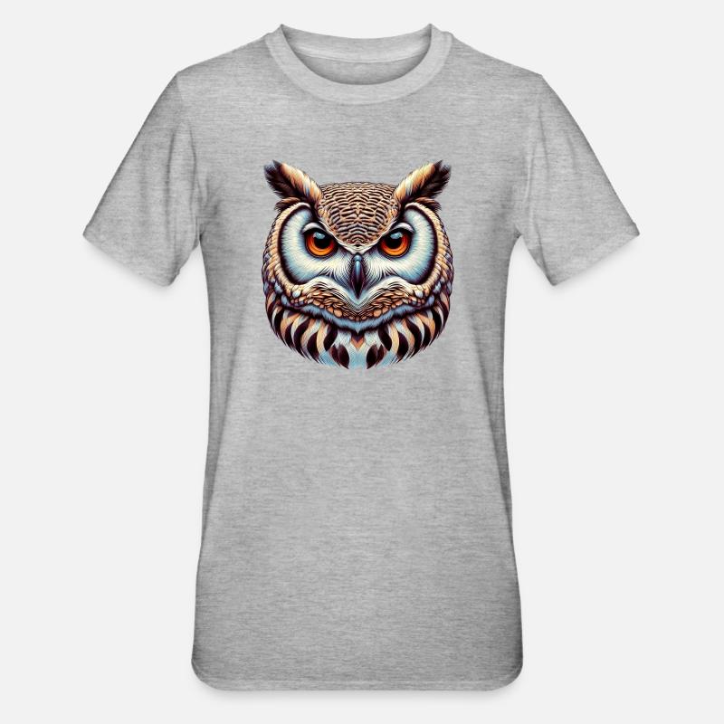 Eule - Unisex Polycotton T-Shirt - Grau meliert