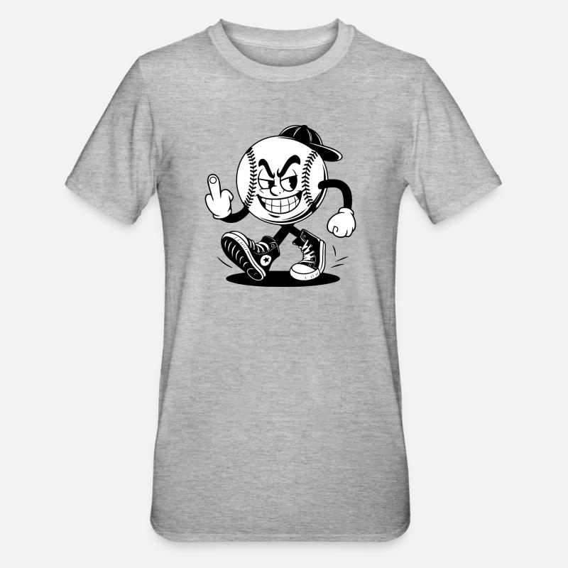 Baseball mit einem selbstbewussten - Unisex Polycotton T-Shirt - Grau meliert