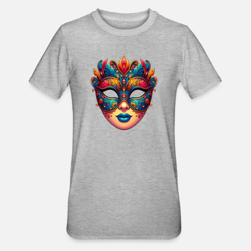 Masque du Carnaval de Venise - T-shirt polycoton Unisexe - gris chiné