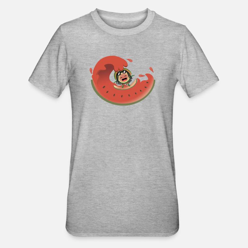 Surf pastèque - T-shirt polycoton Unisexe - gris chiné