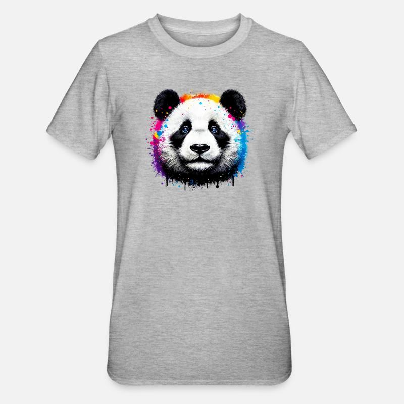 Panda - T-shirt polycoton Unisexe - gris chiné