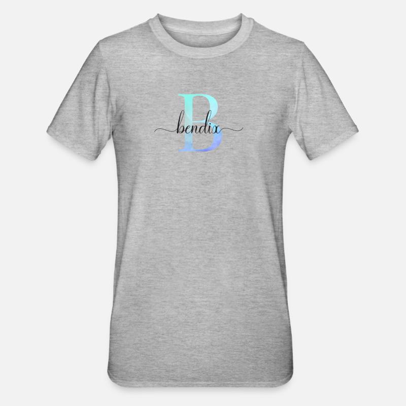 B| Monogramme | Nom | Bendix | Aquarelle - T-shirt polycoton Unisexe - gris chiné