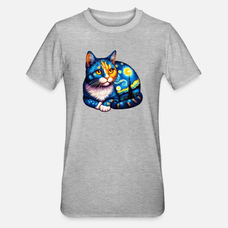 Chat - T-shirt polycoton Unisexe - gris chiné