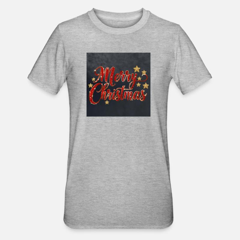 Glitzerndes Merry Christmas Script - Unisex Polycotton T-Shirt - Grau meliert