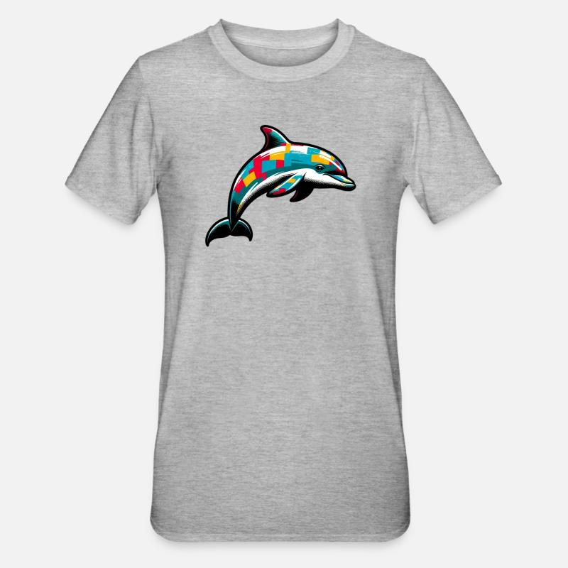 Delfin - Unisex Polycotton T-Shirt - Grau meliert