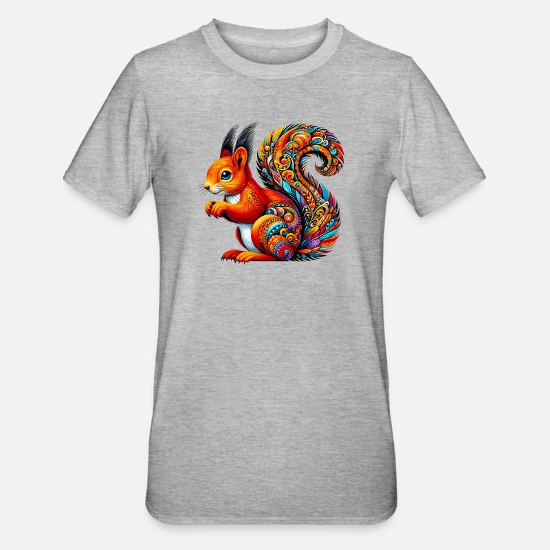 Eichhörnchen - Unisex Polycotton T-Shirt - Grau meliert
