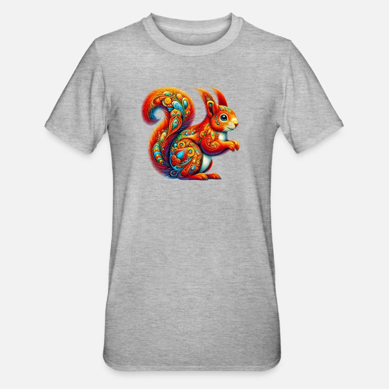 Eichhörnchen - Unisex Polycotton T-Shirt - Grau meliert