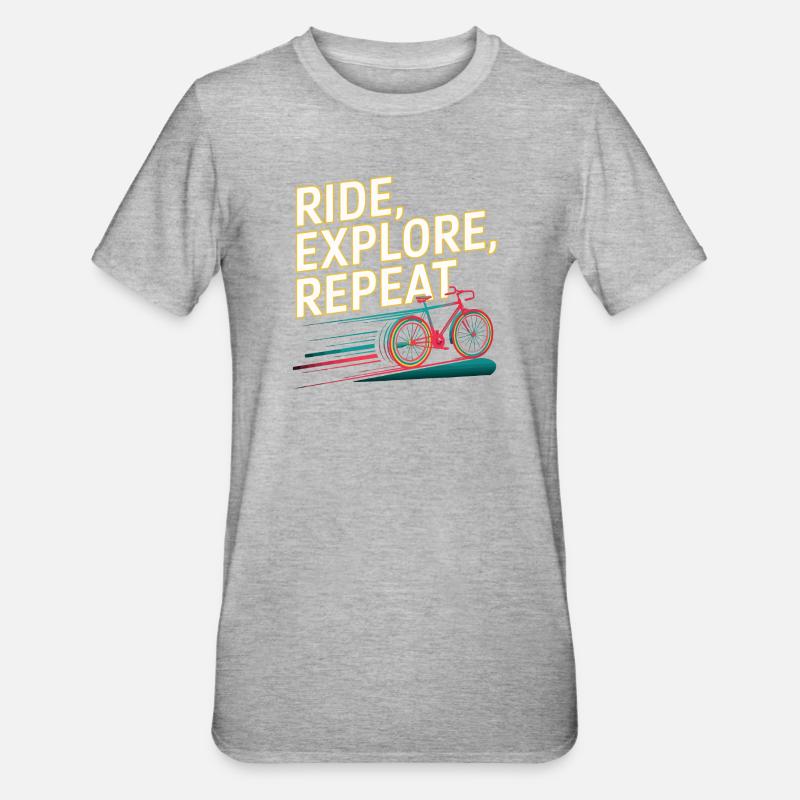 Ride Explore Repeat - T-shirt polycoton Unisexe - gris chiné