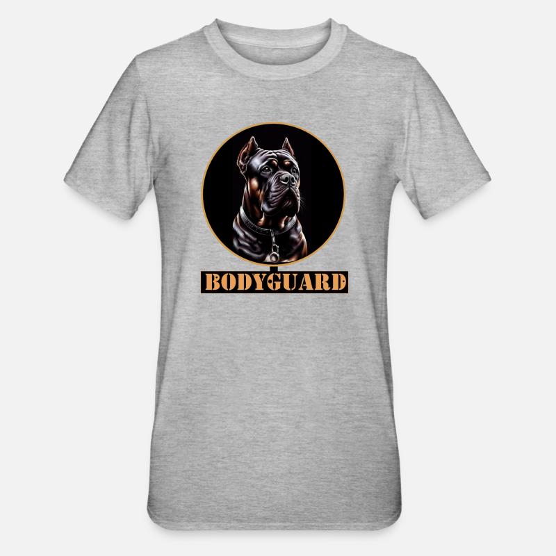 Garde du corps Cane Corso Portrait - T-shirt polycoton Unisexe - gris chiné