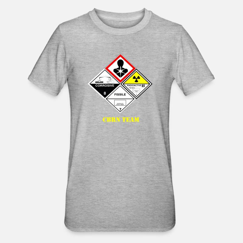 Simboli di pericolo della squadra CBRN - Maglietta unisex, mix cotone e poliestere - grigio melange