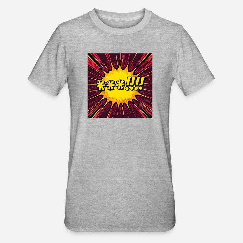 Comic Explosion Gelb-Pop - Unisex Polycotton T-Shirt - Grau meliert