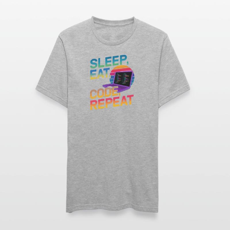 Sleep Eat Code Repeat Gift pour Coder T-shirt polycoton Unisexe