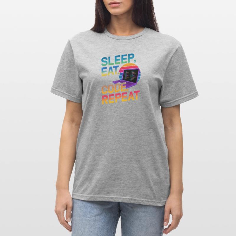 Sleep Eat Code Repeat Geschenk für Coder Unisex Polycotton T-Shirt