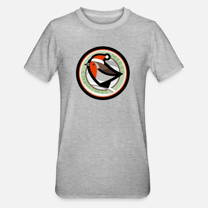 Robin de Noël - T-shirt polycoton Unisexe - gris chiné