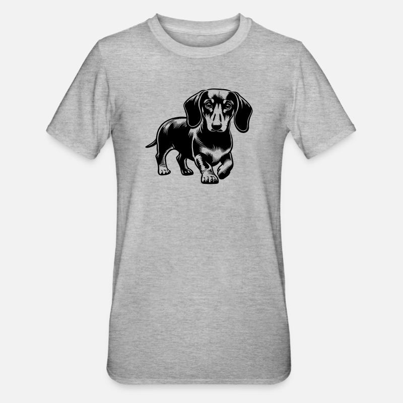 Teckel - T-shirt polycoton Unisexe - gris chiné