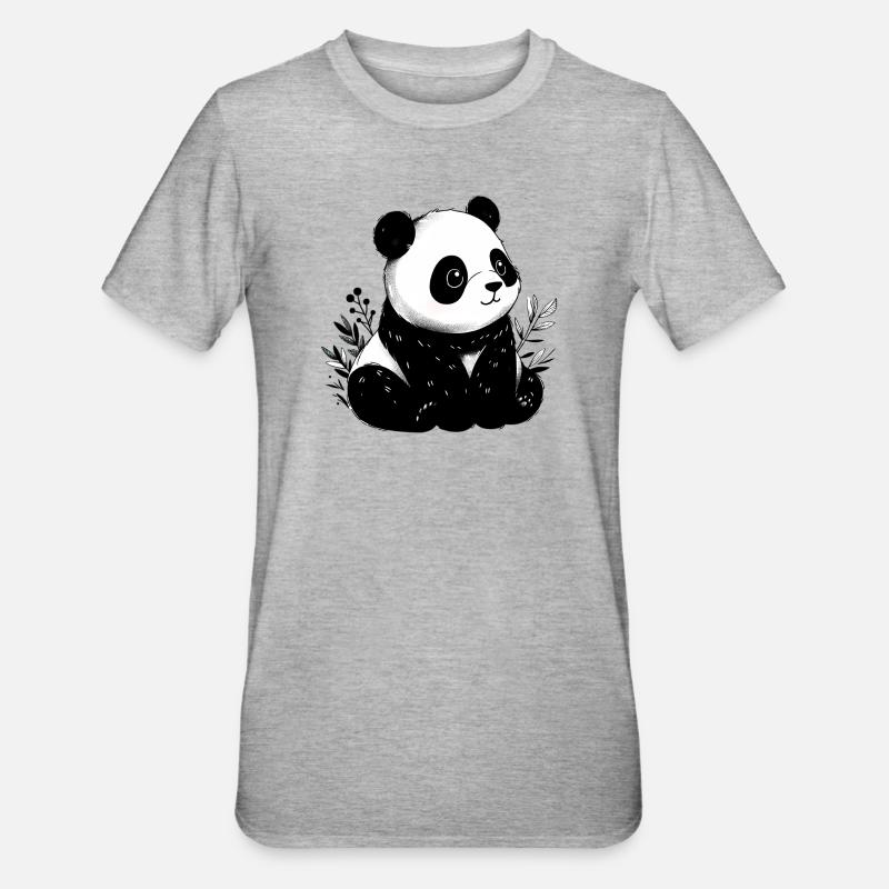 Panda - T-shirt polycoton Unisexe - gris chiné