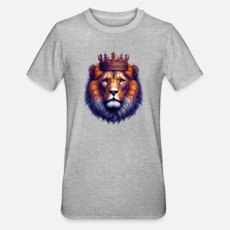 Löwe - Unisex Polycotton T-Shirt - Grau meliert