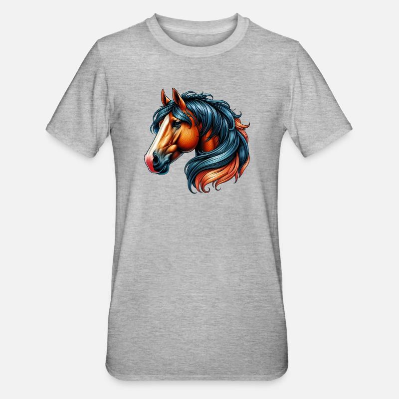 Pferd - Unisex Polycotton T-Shirt - Grau meliert