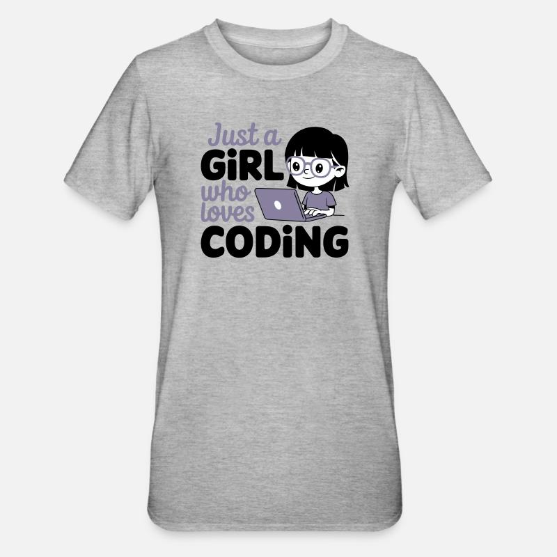 Nur ein Mädchen, das das Programmieren liebt - Unisex Polycotton T-Shirt - Grau meliert