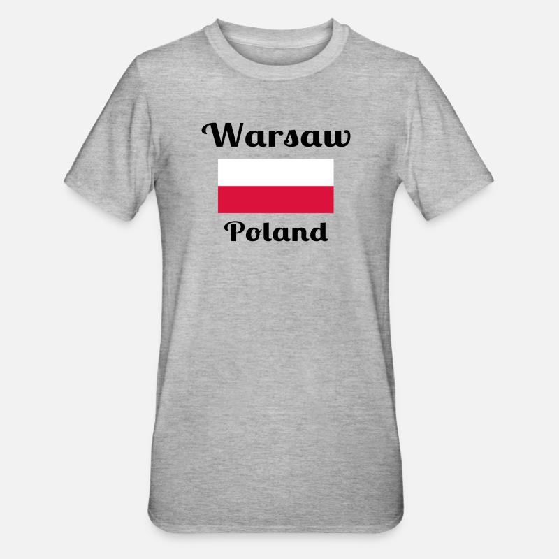 Varsovie, Pologne - Imprimés élégants - T-shirt polycoton Unisexe - gris chiné